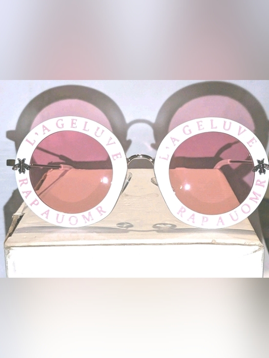 Women\'s High Quality Luxury Style Bold Round Statement White And Pink Sunglasses main image 12